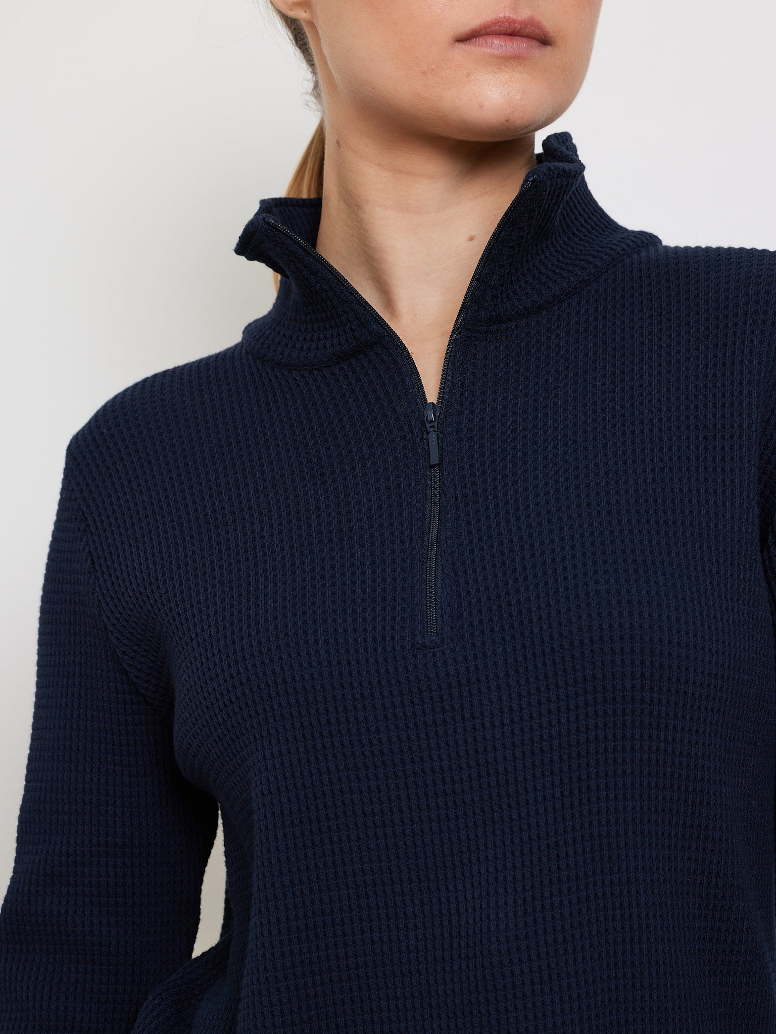 Waffle Zipped Sweater Women